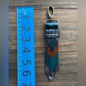 Teal and Bronze Leather Tassel